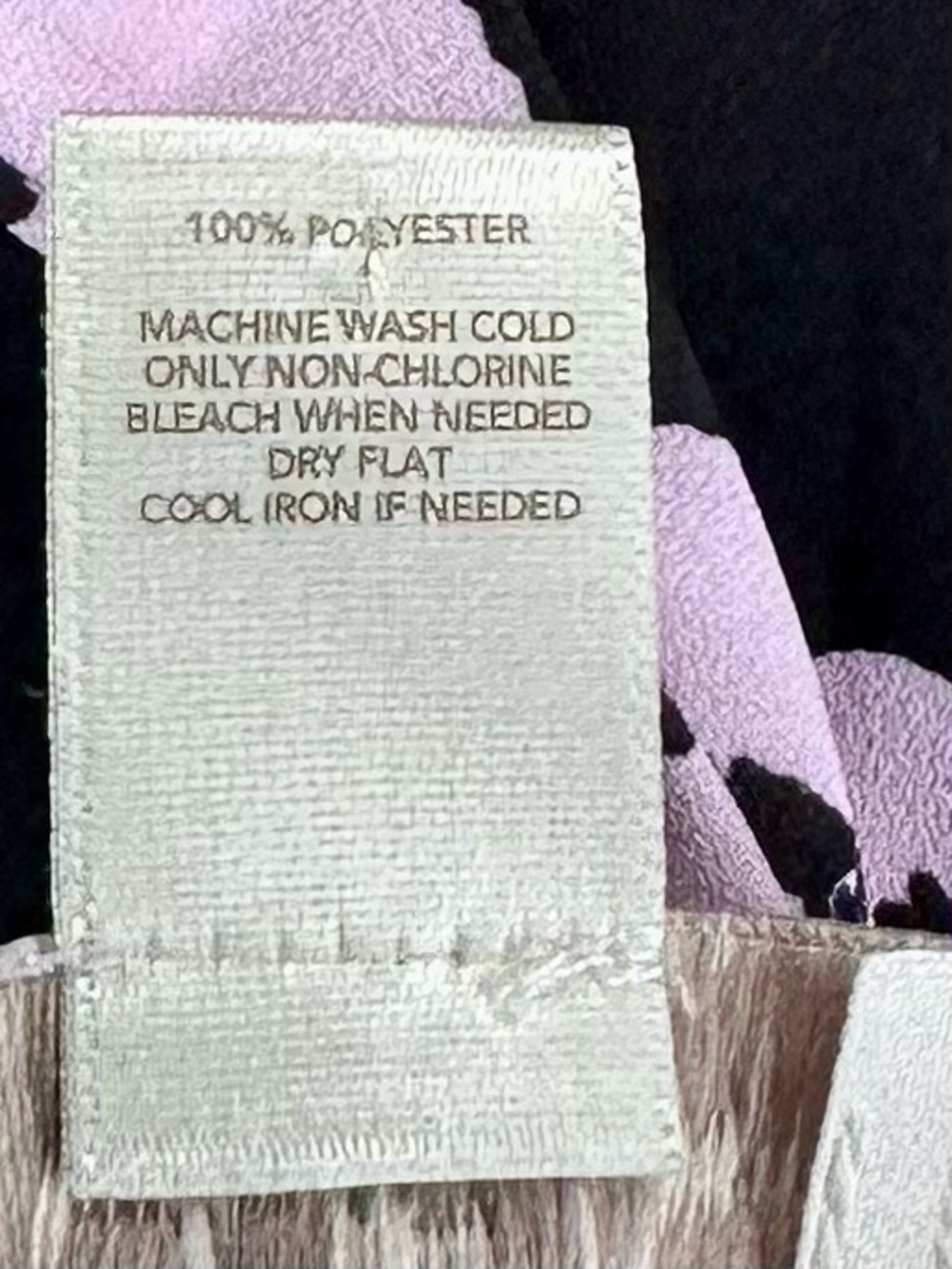 LOFT Black Sleeveless Blouse with Lilac Floral Pattern and Front Ruffle Size LP - Picture 11 of 11